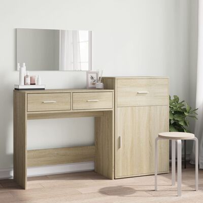 vidaXL 3 Piece Dressing Table Set Sonoma Oak Engineered Wood