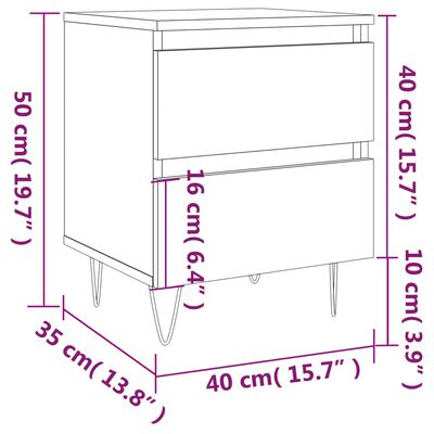 vidaXL Bedside Cabinets 2 pcs Black 40x35x50 cm Engineered Wood