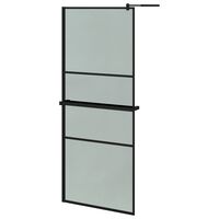 vidaXL Walk-in Shower Wall with Shelf Black 80x195cm ESG Glass&Aluminium