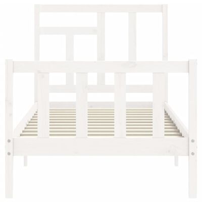 vidaXL Bed Frame without Mattress White Single Solid Wood Pine