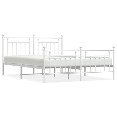 vidaXL Metal Bed Frame without Mattress with Footboard White 183x213 cm