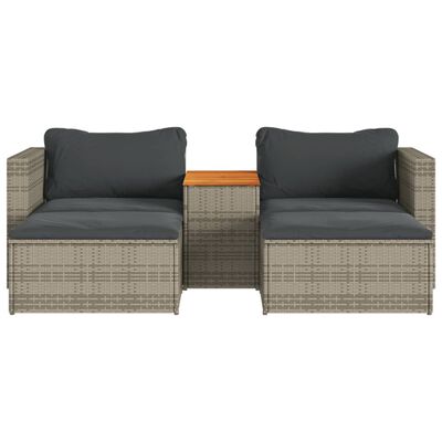 vidaXL 5 Piece Garden Sofa Set with Cushions Grey Poly Rattan Acacia