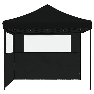 vidaXL Foldable Party Tent Pop-Up with 2 Sidewalls Black