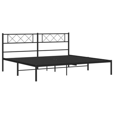 vidaXL Metal Bed Frame with Headboard Black 193x203 cm