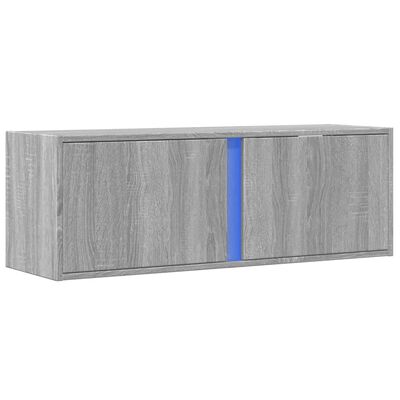 vidaXL TV Wall Cabinet with LED Lights Grey Sonoma 100x31x35 cm