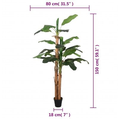 vidaXL Artificial Banana Tree 18 Leaves 150 cm Green