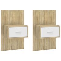 vidaXL Wall-mounted Bedside Cabinets 2pcs White and Sonoma Oak