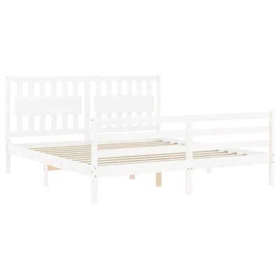 vidaXL Bed Frame without Mattress White Super King Size Solid Wood