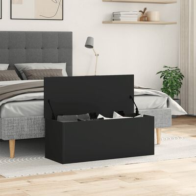 vidaXL Storage Box Black 90x35x35 cm Engineered Wood