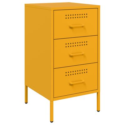 vidaXL Bedside Cabinet Mustard Yellow 36x39x68 cm Steel