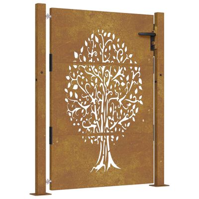 vidaXL Garden Gate 105x155 cm Corten Steel Tree Design