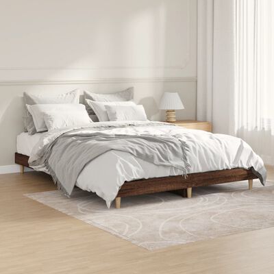 vidaXL Bed Frame without Mattress Brown Oak 135x190 cm Double Engineered Wood