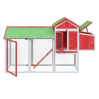 vidaXL Chicken Coop Red 193x65x117 cm Solid Wood Pine