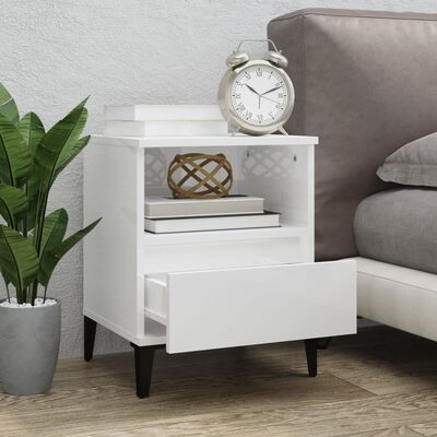 vidaXL Bedside Cabinet High Gloss White 40x35x50 cm