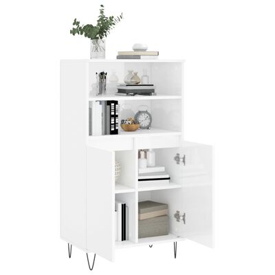 vidaXL Highboard High Gloss White 60x36x110 cm Engineered Wood