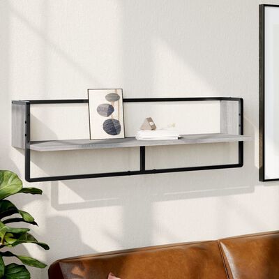 vidaXL Wall Shelf with Bar Grey Sonoma 100x25x30 cm