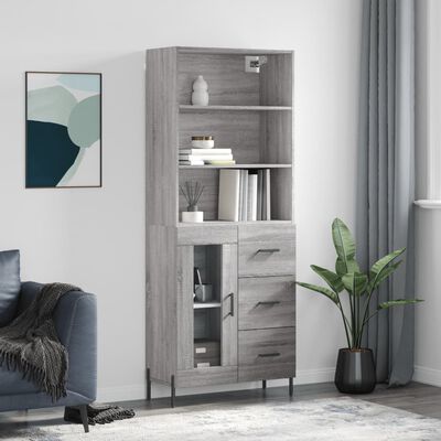 vidaXL Highboard Grey Sonoma 69.5x34x180 cm Engineered Wood