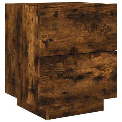 vidaXL Bedside Cabinet with LED Lights Smoked Oak Engineered Wood