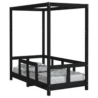 vidaXL Kids Bed Frame Black 70x140 cm Solid Wood Pine