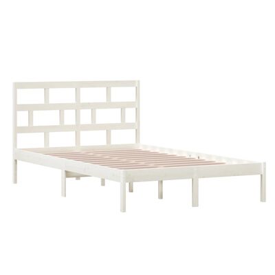 vidaXL Bed Frame without Mattress White Solid Wood 120x200 cm (810013+814185)