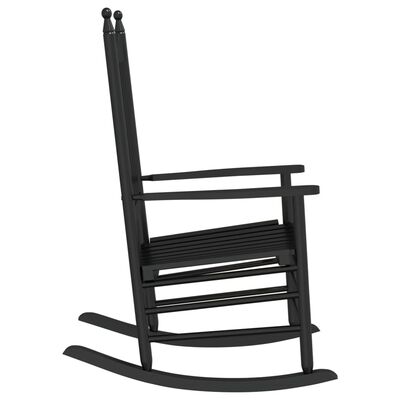 vidaXL Rocking Chair with Curved Seat Black Solid Wood Poplar