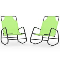 vidaXL Rocking Sun Loungers 2 pcs Green Steel and Textilene