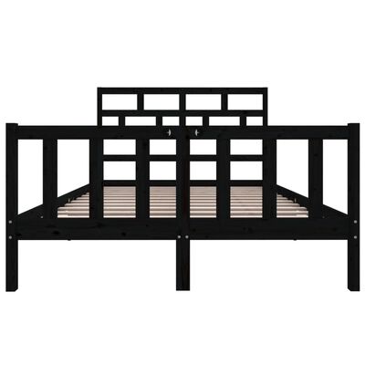 vidaXL Bed Frame without Mattress Black Solid Wood 120x200 cm (810081+814188)