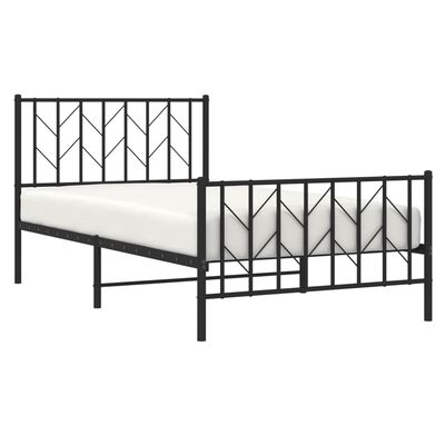 vidaXL Metal Bed Frame without Mattress with Footboard Black 100x200 cm