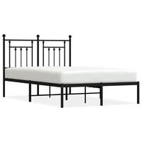 vidaXL Metal Bed Frame without Mattress with Headboard Black 120x190 cm Small Double