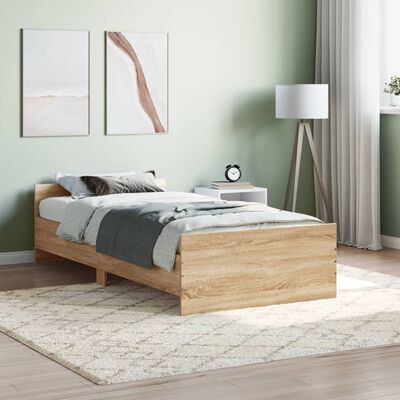 vidaXL Bed Frame without Mattress Sonoma Oak 100x200 cm Engineered Wood