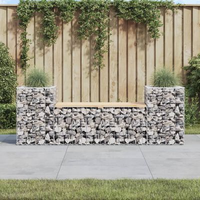 vidaXL Garden Bench Gabion Design 183x41x60.5 cm Solid Wood Pine