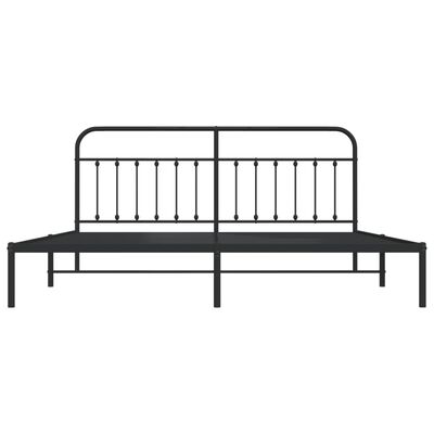 vidaXL Metal Bed Frame without Mattress with Headboard Black 193x203 cm