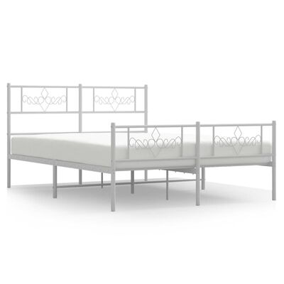 vidaXL Metal Bed Frame without Mattress with Footboard White 120x200 cm