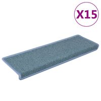 vidaXL Carpet Stair Treads 15 pcs 65x21x4 cm Blue