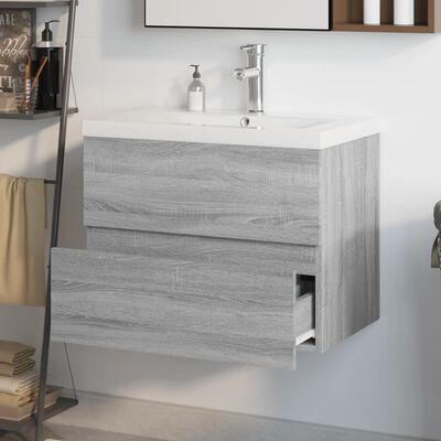 vidaXL Sink Cabinet with Built-in Basin Grey Sonoma Engineered Wood