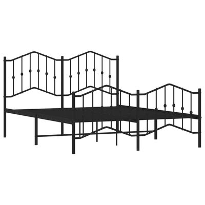 vidaXL Metal Bed Frame without Mattress with Footboard Black 135x190 cm Double