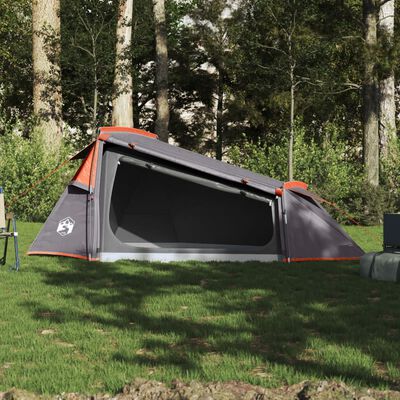 vidaXL Camping Tent Tunnel 2-Person Grey and Orange Waterproof