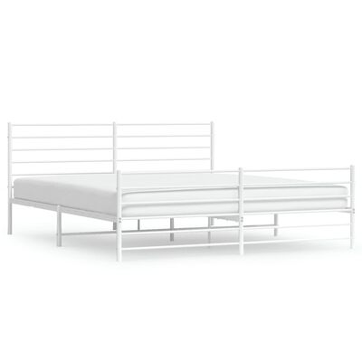 vidaXL Metal Bed Frame without Mattress with Footboard White 183x213 cm