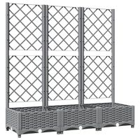 vidaXL Garden Planter with Trellis Light Grey 120x40x121.5 cm PP