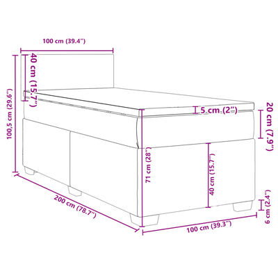 vidaXL Box Spring Bed with Mattress Dark Brown 100x200 cm Fabric