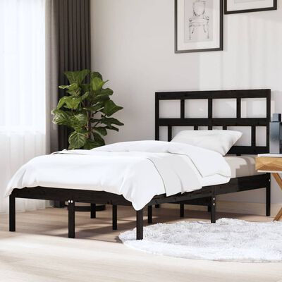 vidaXL Bed Frame without Mattress Black Solid Wood 120x200 cm (810016+814188)