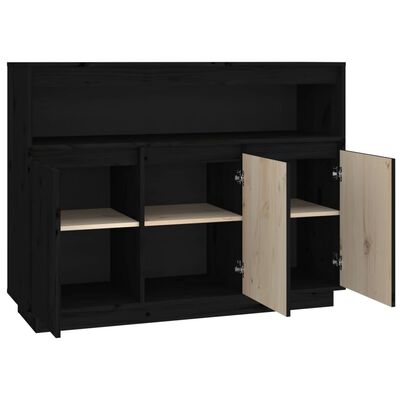 vidaXL Sideboard Black 104.5x34x80 cm Solid Wood Pine