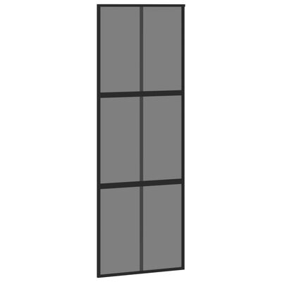 vidaXL Sliding Door Black 76x205 cm Tempered Glass and Aluminium