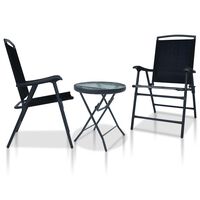 vidaXL 3 Piece Bistro Set Black Steel