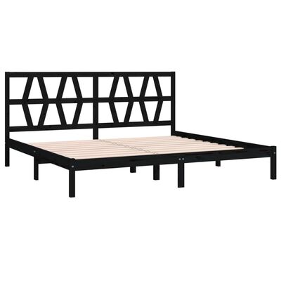 vidaXL Bed Frame without Mattress Black Solid Wood 200x200 cm (810041+818644)