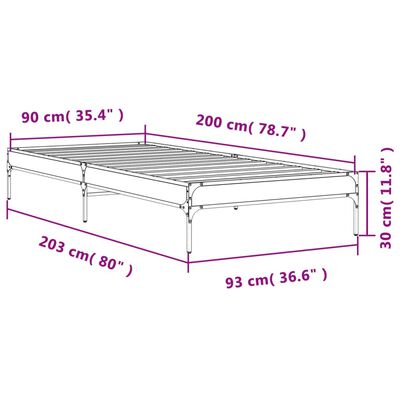 vidaXL Bed Frame without Mattress Smoked Oak 90x200 cm