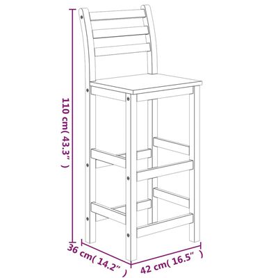 vidaXL 3 Piece Garden Bar Set Solid Wood Acacia