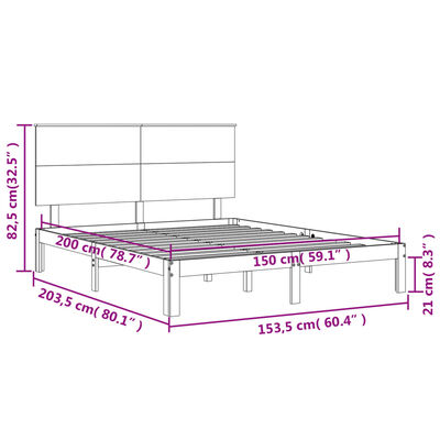 vidaXL Bed Frame without Mattress White King Size Solid Wood Pine