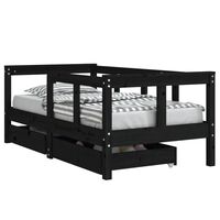 vidaXL Kids Bed Frame with Drawers Black 70x140 cm Solid Wood Pine