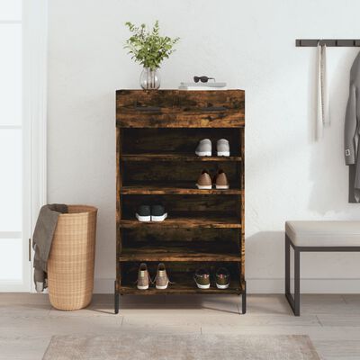 vidaXL Shoe Cabinet Smoked Oak 60x35x105 cm Engineered Wood